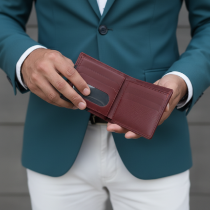 Contract Wallet Best Leather Wallet for Men in Pakistan Red Brown Out Side Shoot with Man By treeleather